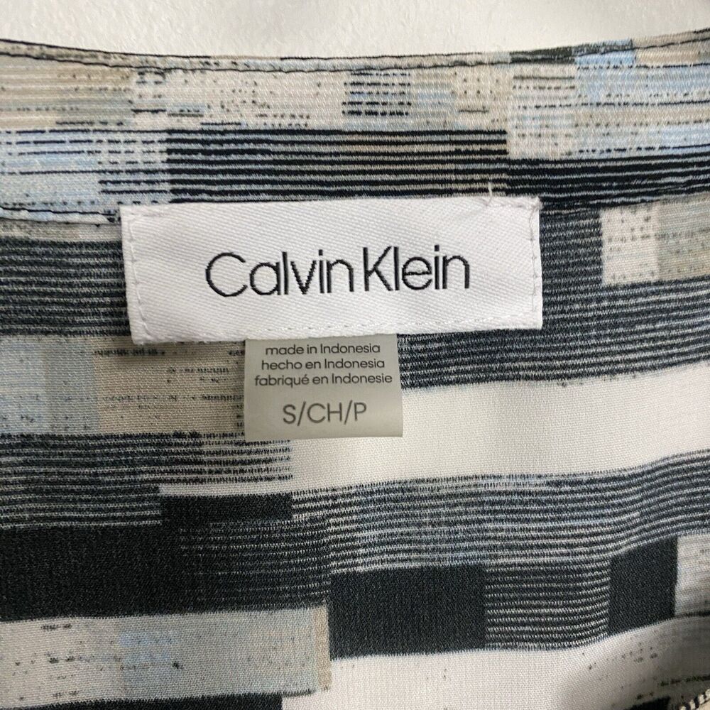 Calvin Klein Black White Split Neck Pullover Slee… - image 3
